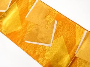 未使用品　聚巧製　流水に重ね色紙・花唐草模様織り出し袋帯(未仕立て)